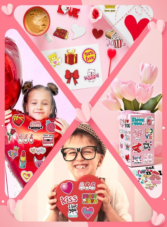 kecristv 300 Pcs Valentines Stickers for Kids, Valentines Party Favors, Bulk Crafts Prizes & Goodie Bags Stuffers, Waterproof Vinyl Water Bottle Stikers Pack - Image 2